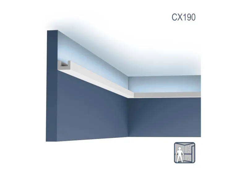 ORAC DECOR CX190 AXXENT U-PROFILE Eckleiste für Indirekte Beleuchtung 2 m 200 cm x 3,0 cm x 2,0 cm Weiß* Zierprofile