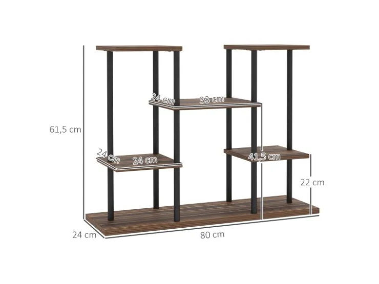 Outsunny Blumenständer Stahl Tannenholz Verkohlt 80L x 24B x 61,5H cm* Dekorative Figuren