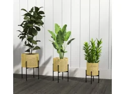 Outsunny Blumenständer-Set Stahl Gold Ø30 x 40H cm* Dekorative Figuren