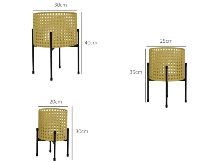 Outsunny Blumenständer-Set Stahl Gold Ø30 x 40H cm* Dekorative Figuren
