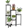 Outsunny Pflanzenständer Metall Schwarz 60L x 40B x 80H cm* Dekorative Figuren|Regale Schwarz