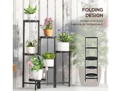 Outsunny Pflanzenständer Metall Schwarz 60L x 40B x 80H cm* Dekorative Figuren|Regale Schwarz