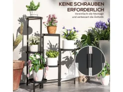 Outsunny Pflanzenständer Metall Schwarz 60L x 40B x 80H cm* Dekorative Figuren|Regale Schwarz