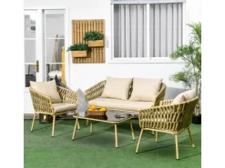 Outsunny 4 Tlg. Gartenmöbel-Set mit Kissen für Garten Terrasse