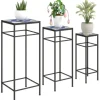 Outsunny Blumenständer-Set Metall Fliesen Blau 28L x 28B x 71H cm