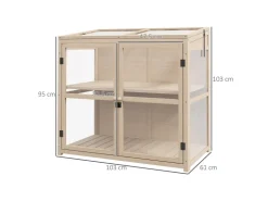 Outsunny Frühbeet aus Holz 2-Stufig mit Dachfenster Natur 103 x 61 x 103 cm* Holzregale