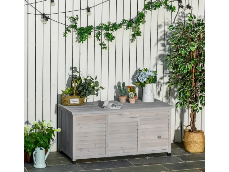 Outsunny Gartenbox Wetterbeständig 127 x 56 x 60 cm Grau