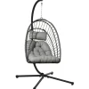 Outsunny Hängesessel Stahl PE Rattan Hellgrau 100L x 131B x 194H cm