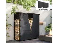 Outsunny Kaminholzregal Abdeckung Brennholzregalabdeckung Polyester Schwarz* Regale Schwarz