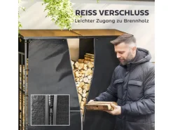 Outsunny Kaminholzregal Abdeckung Brennholzregalabdeckung Polyester Schwarz* Regale Schwarz