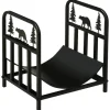 Outsunny Kaminholzregal Brennholzregal mit Griffe Metall Schwarz