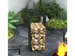 Outsunny Kaminholzregal Brennholzregal für Outdoor Indoor Stahl Schwarz* Regale Schwarz