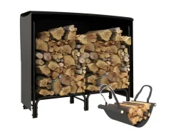 Outsunny Kaminholzregal Feuerholzregal für Garten Metall Schwarz* Regale Schwarz