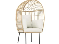 Outsunny Rattansessel Stahl PE-Rattan 95L x 80B x 155H cm Beige