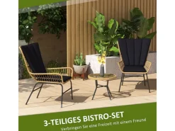 Outsunny Rattan-Sitzgruppe PE-Rattan Polyester 76L x 66B x 96H cm Schwarz