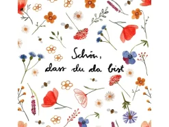 PPD Papierservietten mit Blumen und Spruch 16,5 cm x 16,5 cm 20 Stück Bunt FSC®* Tischtücher|Papier Servietten