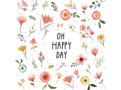 PPD Papierservietten mit Blumen und Spruch 16,5 cm x 16,5 cm 20 Stück Weiß-Gelb FSC®