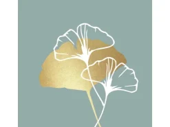 PPD Papierservietten mit Ginkgo 16,5 cm x 16,5 cm 20 Stück Grün-Gold FSC®