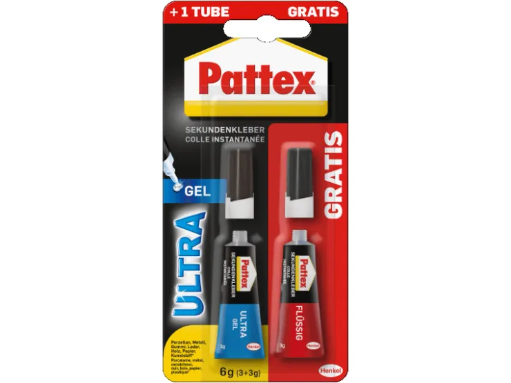 Pattex Sekundenkleber 3g Ultra Gel + 3g Flüssig Gratis* Bastelkleber