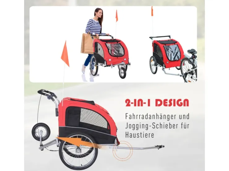 PawHut 2 in 1 Hundeanhänger Universalkupplung* Kleintierbedarf
