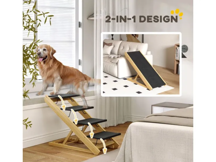 PawHut 2 in 1 Hundetreppe 4 Stufig* Hundebedarf