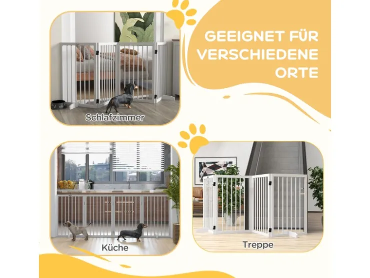 PawHut Absperrgitter 4-Teilig 206 x 76 cm Faltbar mit 2 Stützfüßen