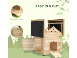 PawHut Entenstall aus Holz mit Kippdach Doppeltür 78 x 90 x 92 cm* Kleintierbedarf