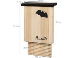 PawHut Fledermauskasten 3er-Set zum Aufhängen Tannenholz 25 x 6 x 37,5 cm Natur
