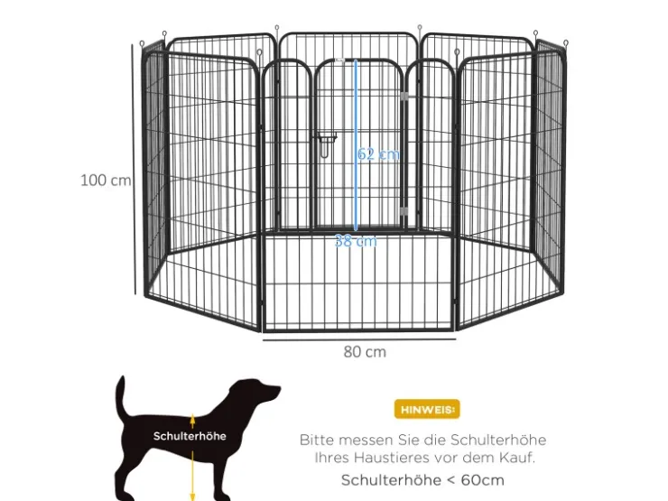 PawHut Freigehege Individuell Gestaltbare Form mit Tür 80 x 100cm* Kleintierbedarf