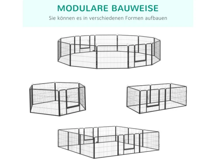 PawHut Freilaufgehege 60 cm Hoch mit Tür 12 Paneelen für Outdoor* Kleintierbedarf