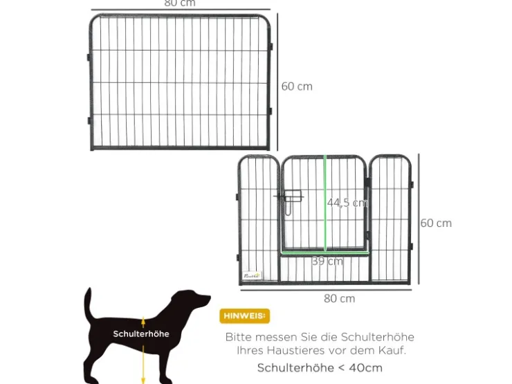 PawHut Freilaufgehege 60 cm Hoch mit Tür 12 Paneelen für Outdoor* Kleintierbedarf