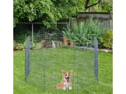 PawHut Freilaufgehege Laufstall Welpengitter für Tiere 8-Teilig* Kleintierbedarf