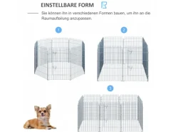 PawHut Freilaufgehege Laufstall Welpengitter für Tiere 8-Teilig* Kleintierbedarf