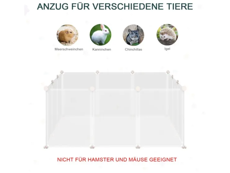 PawHut Freilaufgehege Laufgitter DIY Absperrgitter 105 x 105 x 45 cm