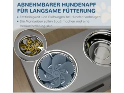 PawHut Futterstation Hundenäpfe MDF Stahl Grau 60L x 30B x 35H cm* Hundebedarf
