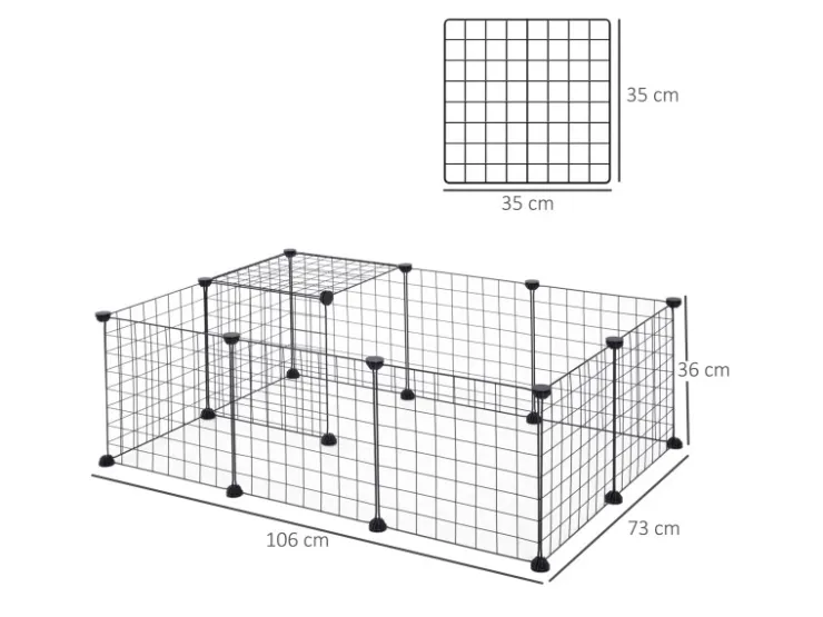 PawHut Gittergehege Metallgitter Flexibel Umformbar 106 x 73 x 36 cm* Kleintierbedarf