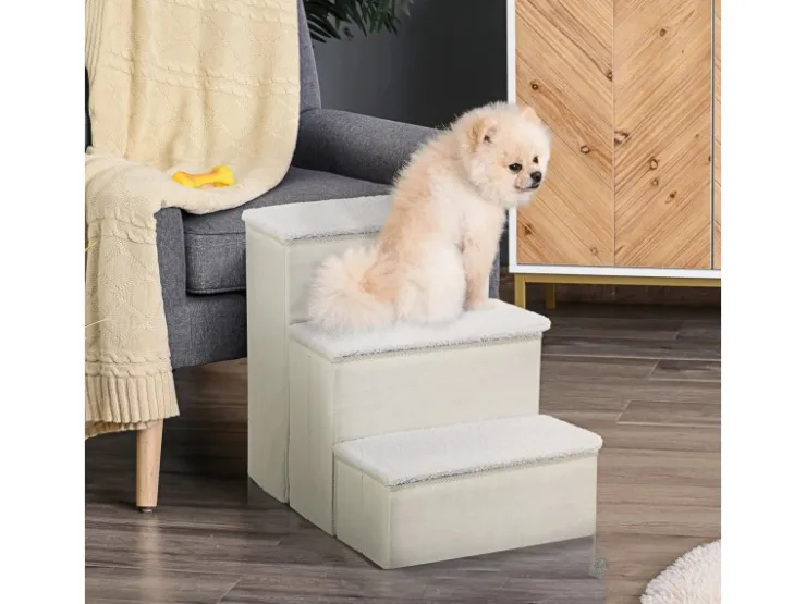 PawHut Haustiertreppe 3 Stufen mit Stauraum