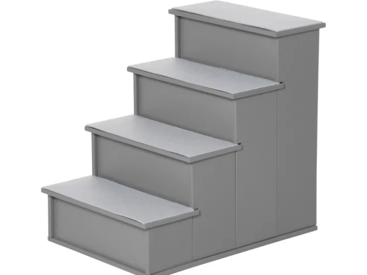 PawHut Haustiertreppe MDF Kurzplüsch Grau 40L x 59B x 54,2H cm