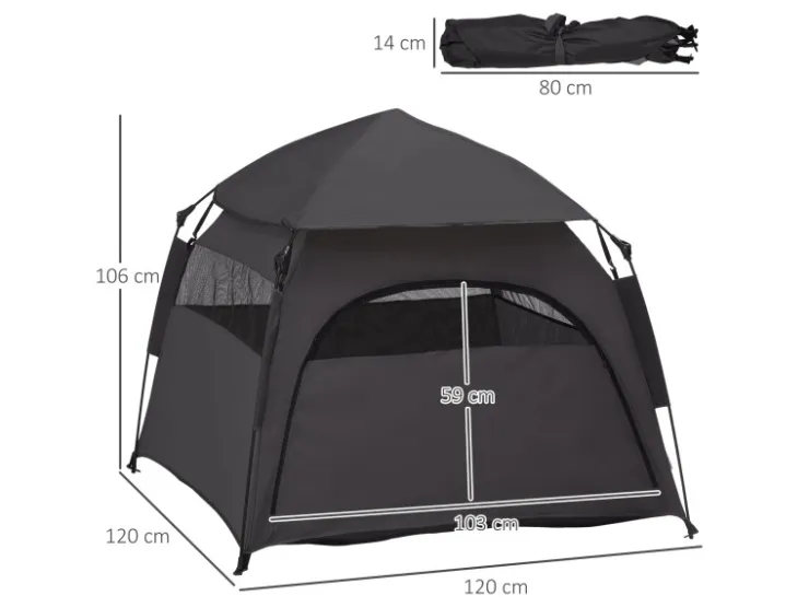 PawHut Haustierzelt Polyester Dunkelgrau 120L x 120B x 106H cm