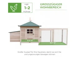 PawHut Hühnerstall mit Massivholz Kleintierstall aus Holz 196cm x 76cm x 97cm* Kleintierbedarf
