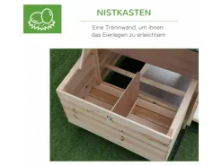 PawHut Hühnerstall mit Massivholz Kleintierstall aus Holz 196cm x 76cm x 97cm* Kleintierbedarf