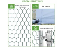 PawHut Hühnerstall Stahl Kunststoff Silber Grau 300L x 200B x 200H cm* Kleintierbedarf