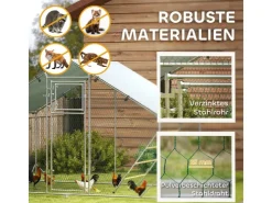 PawHut Hühnerstall Verzinkte Stahlrohre Stahlgitter 300L x 200B x 195H cm
