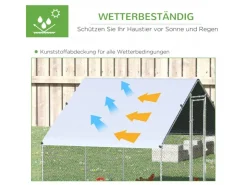 PawHut Hühnerstall XXL Outdoor mit Schatten Dach Schloss* Kleintierbedarf