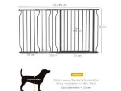 PawHut Hunde Türschutzgitter 75-145 cm* Hundebedarf