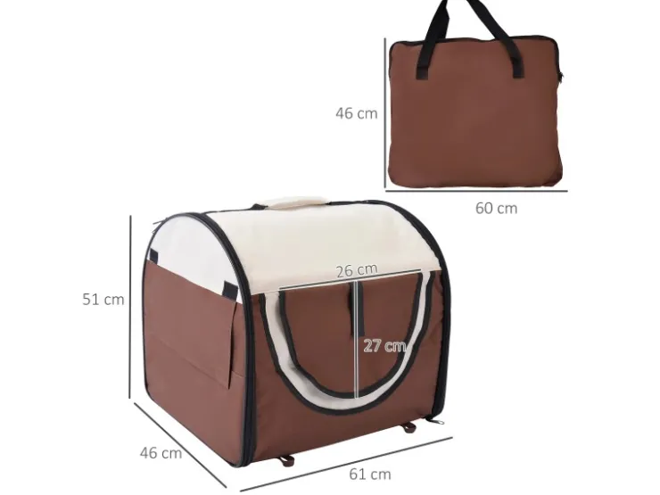 PawHut Hundebox Faltbar mit Kissen Reisetasche Wasserdicht Kaffee 61 x 46 x 51cm* Kissen|Hundebedarf