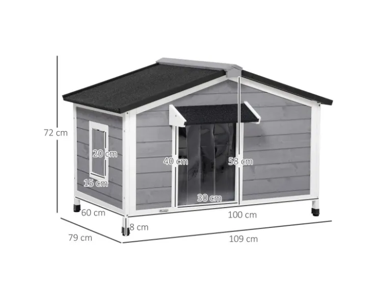 PawHut Hundehütte mit Asphaltdach 109 x 79 x 72 cm