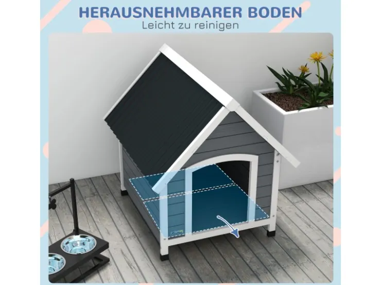 PawHut Hundehütte mit Herausnehmbarem Boden 75 x 88 x 82 cm* Hundebedarf