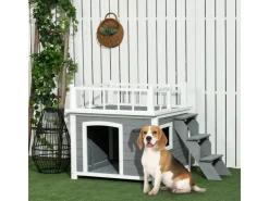 PawHut Hundehütte mit Treppe 121 x 77 x 78 cm