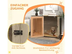 PawHut Hundekäfig Hundebox Stahl MDF Eiche 106B x 60T x 76H cm* Hundebedarf